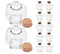 MAGICLULU Lot de 12 Bocaux en Verre Mini de Cœur avec Bouchon en Liège Bouteilles Transparentes pour Loisirs Créatifs Décoration Mariage et Présents Petits Flacons Vides pour Messages