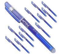 MAGICLULU Lot de 12 Set de Stylos à Bille à Encre Gel Effaçable Bleu 0,5 Mm, Ensemble de Stylos pour Prise de Notes et Fournitures Scolaires, pour Bureau, Étudiants et Correction D’erreurs