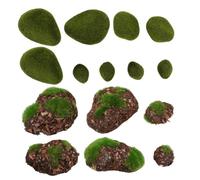 MAGICLULU Lot de 14 Pierres Moussues Artificielles Vertes en Mousse Design Tridimensionnel, Décoration de Fond Créative pour Bonsaï et Pots de Fleurs en Intérieur et Extérieur