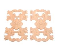 MAGICLULU Lot de 2 Appliques Décoratives en Bois Sculpté Non Peint 23X15 CM Ornements Floraux pour Meubles Incrustations Murales D’Angle pour Commodes et Armoires Style Européen
