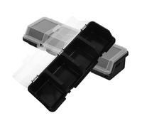 MAGICLULU Lot de 2 Boîtes de Rangement Empilables Noires pour Vis avec 4 Compartiments, Couvercles Transparents, Organisateur Compact pour Petites Pièces, pour Atelier, Garage et Bricolage