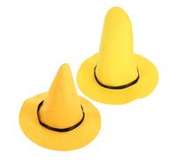 MAGICLULU Lot de 2 Chapeaux de Sorcière Pointus Jaunes en Feutrine Épaisse - Grand Format à Larges Bords - Accessoires Cosplay et Déguisement Halloween pour Femme et Fête à Thème