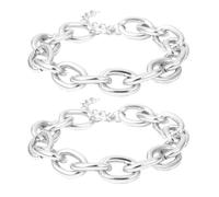 MAGICLULU Lot de 2 Colliers Ras-du-cou à Maillons Punk, Chaîne en Aluminium Argenté, Style Géométrique Minimaliste, Bijoux pour Femmes, Soirée et Usage Quotidien, Taille Moyenne