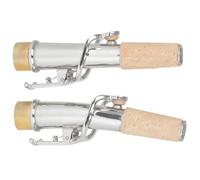 MAGICLULU Lot de 2 Embouchures pour Saxophone Soprano Modèle Droit et Courbe, Métal Argenté, Accessoires pour Saxophone, Kit de Pièces de Rechange Adaptées aux Musiciens Professionnels