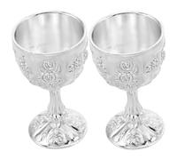 MAGICLULU Lot de 2 Gobelets Vintage en Alliage Argenté Design Ergonomique et Prise Confortable, Mini Calices Décoratifs pour Maison, Bar et Fêtes