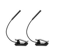 MAGICLULU Lot de 2 Lampes LED de Lecture à Pince Noire, Rechargeables 3 Niveaux de Luminosité Réglable, Lumière Douce pour Pupitre de Musique et Lecture, Lampe Multifonction pour Éclairage