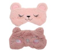 MAGICLULU Lot de 2 Masques de Sommeil en Peluche Dessin Animé, Cache-Yeux Doux et Léger, Masque Occultant Yeux, pour Dormir, Voyager Sieste, Motifs Sourire Chat et Ours Timide