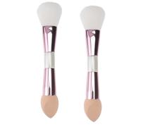 MAGICLULU Lot de 2 Pinceaux à Blush Double Embout Portable, Doux en Soie Synthétique, Multifonction pour Fond de Teint et Poudre, Accessoire Maquillage Pratique pour Usage Quotidien
