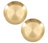 MAGICLULU Lot de 2 plaques rituelles d'autel : bougeoirs Ronds, Plateau à Bijoux en métal, Plaque d'offrande de Tarot de prière, Porte-Bijoux, Plat pour décoration de maculage, 14 cm