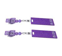 MAGICLULU Lot de 2 Porte-badges à Clip Rétractable Violet Pailleté avec Étui Rigide Vertical en Acrylique, Enrouleur pour Badge D'identification Élève, Infirmière et Enseignant, Accessoire