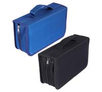MAGICLULU Lot de 2 Porte-CD 128 Disques Classeur de Rangement Noir et Bleu Étui Portable Anti-Poussière pour Voiture Maison et Bureau Organisateur Pratique pour Disque DVD et CD
