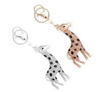MAGICLULU Lot de 2 Porte-clés Girafe Décoratifs en Métal Strass Doré et Blanc, Pendentifs Artisanaux, Accessoires Originaux pour Clés et Paquet, Présent Fête et Usage Quotidien