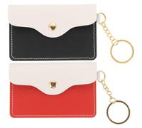 MAGICLULU Lot de 2 Porte-clés Mini Portefeuilles Multifonction en PU Noir et Rouge, Pochettes de Rangement Compactes pour Cartes D’identité et Monnaie, Paquet à Cartes Portable pour Usage