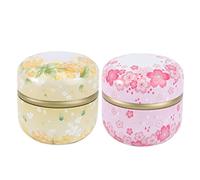 MAGICLULU Lot De 2 Porte-thé En Fer Blanc Ronds 50g Petit Récipient à Thé En Métal Solide Pots à Thé Parfumés Couleur Rose Et Jaune Pour Maison Ou Rangements Alimentaires