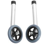 MAGICLULU Lot de 2 Roulettes en Alliage D'aluminium Gris, Hauteur Réglable en 8 Positions, Roues Robustes pour Déambulateur, Remplacement, Accessoires de Mobilité pour Marcheurs et Aide