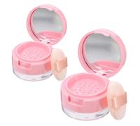 MAGICLULU Lot de 2 Sets de Sets de Boîtes à Poudre Portables avec Miroir et Houppette, Étuis Abs Résistants aux Fuites pour Poudre Rose, pour Maquillage Quotidien et Voyage