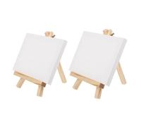 MAGICLULU Lot de 2 Sets de Sets de Chevalets en Bois Toile Blanche, Support Stable pour Cadre Peinture et Dessin, pour Exposition et Organisation D'œuvres Artistiques