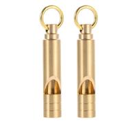 MAGICLULU Lot de 2 Sifflets en Laiton Massif Vintage Sifflet Aigu d'urgence Porte-Clés Accessoire Camping Extérieur et d'Arbitre pour Randonnée et Activités de Plein Air