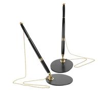 MAGICLULU Lot de 2 Stylos de Comptoir D'accueil Sécurisés à Encre Noire 0,5 Mm Accessoires Dorés, Multifonctionnels pour Bureau, Banque et Réception, Écriture Fluide et Prise en Main