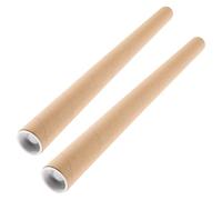 MAGICLULU Lot de 2 Tubes D'expédition en Carton Kraft Rond 3 Cm X 50 Cm X 2 Mm Bouchons, Tube de Rangement pour Affiches, Documents et Dessins, Protection Anti-plis pour Bureau et Envoi