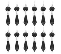 MAGICLULU Lot de 20 Cristaux de Rechange pour lustres - Prismes en Cristal Effet Stalactite avec Perles octogonales pour la décoration de Lampes, Attrape-Soleil et suspensions de fenêtre (Noir)