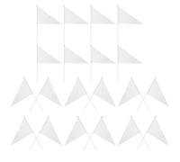 MAGICLULU Lot de 20 Petits Drapeaux Triangulaires Blancs à Bâtonnets, Drapeaux Portatifs en Plastique Résistants aux Intempéries, 40 X 27 Cm, pour Décoration Extérieure, Fêtes