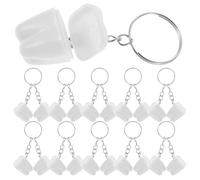 MAGICLULU Lot de 25 Porte-clés de Dent Blanc, Décoration Suspendue Créative en Acier Inoxydable et Plastique, Résistant Déformation, pour Fête