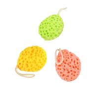 MAGICLULU Lot de 3 Éponges de Bain Nid D'abeille en Boule, Couleurs Jaune Vert Orange, Douces et Exfoliantes, Accessoires de Réutilisables pour Soin Corporel et Hydratation Peau