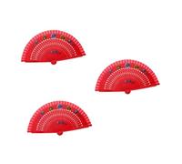 MAGICLULU Lot De 3 Éventails Pliables Rétro en Papier Éventails Espagnols Éventails Mexicains Éventails Pliables en Bois Rouges