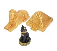 MAGICLULU Lot de 3 Figurines Miniatures Égypte Ancienne en Résine, Pyramide, Sphinx et Bastet, Décoration Maison, Bureau, Collection