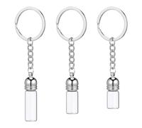 MAGICLULU Lot de 3 Flacons en Verre Transparents pour Huiles Essentielles Petite, Moyenne, Grosse Tailles Bouchon Acrylique Argenté Brillant Porte-clés Rechargeables, Décoratifs et