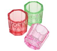 MAGICLULU Lot de 3 Godets en Verre Transparent pour Monomère Liquide et Poudres, Petits Godets Octogonaux Colorés, pour Manucure Professionnelle et Loisirs Créatifs