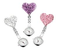 MAGICLULU Lot de 3 Montres D'infirmière à Clip en Alliage Pourpre, Forme Cœur, Effet Décoratif, Facile à Porter, pour Étudiantes et Soignantes Couleur Aléatoire