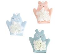 MAGICLULU Lot de 3 Moufles Exfoliants pour Bébé, Motif Dessin Animé, en Tissu Doux, Lavage et Gommage Corporel pour Peau Sensible, Accessoires de Bain Ludiques pour Garçon Couleur Aléatoire
