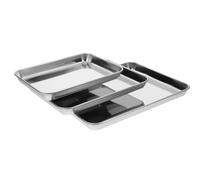 MAGICLULU Lot de 3 Plaques à Biscuits Rectangulaires en Acier Inoxydable 430, Surface Lisse et Polyvalente, Adaptées pour Four Électrique et Pique-niques en Famille