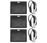 MAGICLULU Lot de 3 Sets de Sets de Protège-cartes Horizontaux Transparents Noirs, Pochettes Porte-badge Résistantes à L'eau en Polyester, Étuis Porte-cartes Multifonctions pour Bureau,