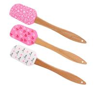 MAGICLULU Lot de 3 Spatules en Silicone pour Pâtisserie avec Manche en Bois, Design Romantique de Cœur, Facile à Nettoyer, pour Occasions Spéciales
