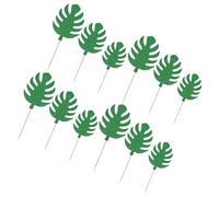 MAGICLULU Lot de 30 Pics à Gâteau de Fête en Forme de Feuille de Monstera Boho Matériau Sûr pour Décorations de Gâteaux sur Le Thème Hawaïen Faciles à Utiliser