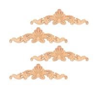 MAGICLULU Lot de 4 Appliques en Bois Sculpté 20X6 CM Décorations Vintage pour Portes et Meubles Stickers Décoratifs en 3D pour Armoires et Mobilier Intérieur