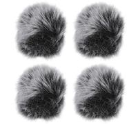 MAGICLULU Lot de 4 Bonnets Anti-vent en Fourrure Gris Noir pour Microphone Lavalier, Cache-micro Poilu Protection Anti-bruit et Salive, Housse Pare-brise Adaptable Accessoires Microphones,