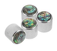 MAGICLULU Lot de 4 Boutons de Volume et Tonalité pour Guitare Basse Électrique Métal Argenté Incrustation Nacre Diamètre 2 CM Accessoires de Remplacement Compatibles pour Réglage Précis