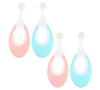 MAGICLULU Lot de 4 Brosses à Dents Bébé à Poils Ultra Doux pour Dents de Lait, Manche Ergonomique Antidérapant, Couleurs Rose et Bleu, pour Hygiène Bucco-dentaire des Nourrissons