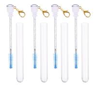 MAGICLULU Lot de 4 Brosses Mascara Porte-clés Ornées de Cristaux Bleues, Compactes et Légères, pour Maquillage des Yeux en Déplacement