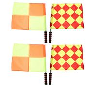 MAGICLULU Lot de 4 Drapeaux de Juge de Ligne à Motif Quadrillé Haute Visibilité Légers et Portables 2 Petits et 2 Grands Carrés pour Arbitrage Sportif Football Rugby Volley-Ball et