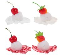 MAGICLULU Lot de 4 mini barrettes antidérapantes en forme de chapeau d'anniversaire, motif cerise et fraise, pour cheveux longs et épais