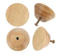 MAGICLULU Lot de 4 Poignées de Tiroir en Bois Massif Rondes, Boutons en Bois D'hévéa Naturel, Poignées de Meuble pour Armoires, Tiroirs et Commodes, Finition Lisse, Installation Simple