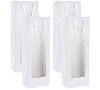 MAGICLULU Lot de 4 Sachets Kraft avec Fenêtre Claire pour Bouteilles de Vin, Réutilisables, Capacité Raisonnable, pour Anniversaires et Fêtes