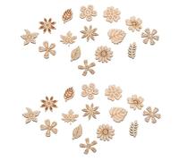 MAGICLULU Lot de 400 Morceaux de Bois Forme Fleur, Feuille, Arbre et Herbe pour Bricolage Garçon et Filles, Texture Lisse en Bois Naturel, pour Activités Créatives et Projets Divers