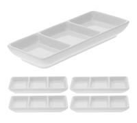 MAGICLULU Lot de 5 Assiettes à Sauce en Céramique à 3 Compartiments Petit Plat à Tremper pour Sauce Soja Moutarde et Accompagnements pour Maison Restaurant et Repas Convivial