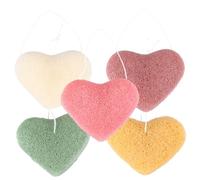 MAGICLULU Lot de 5 Éponges Nettoyantes Visage Naturelles, Forme Cœur, Exfoliantes et Contrôlant L’excès de Sébum, Couleurs Assorties, Réutilisables, Nettoyage en Profondeur Soin Doux